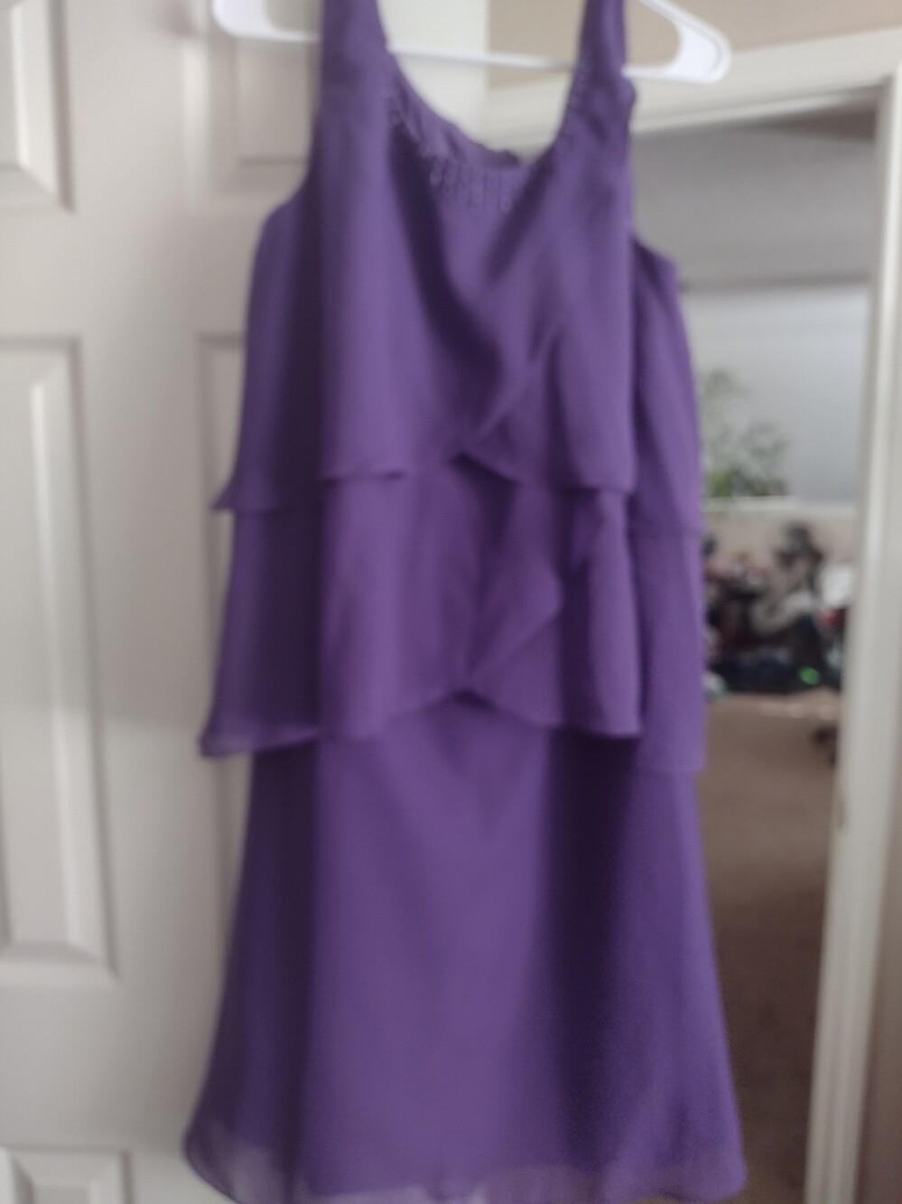 Purple Tiered Chiffon Women's Dress